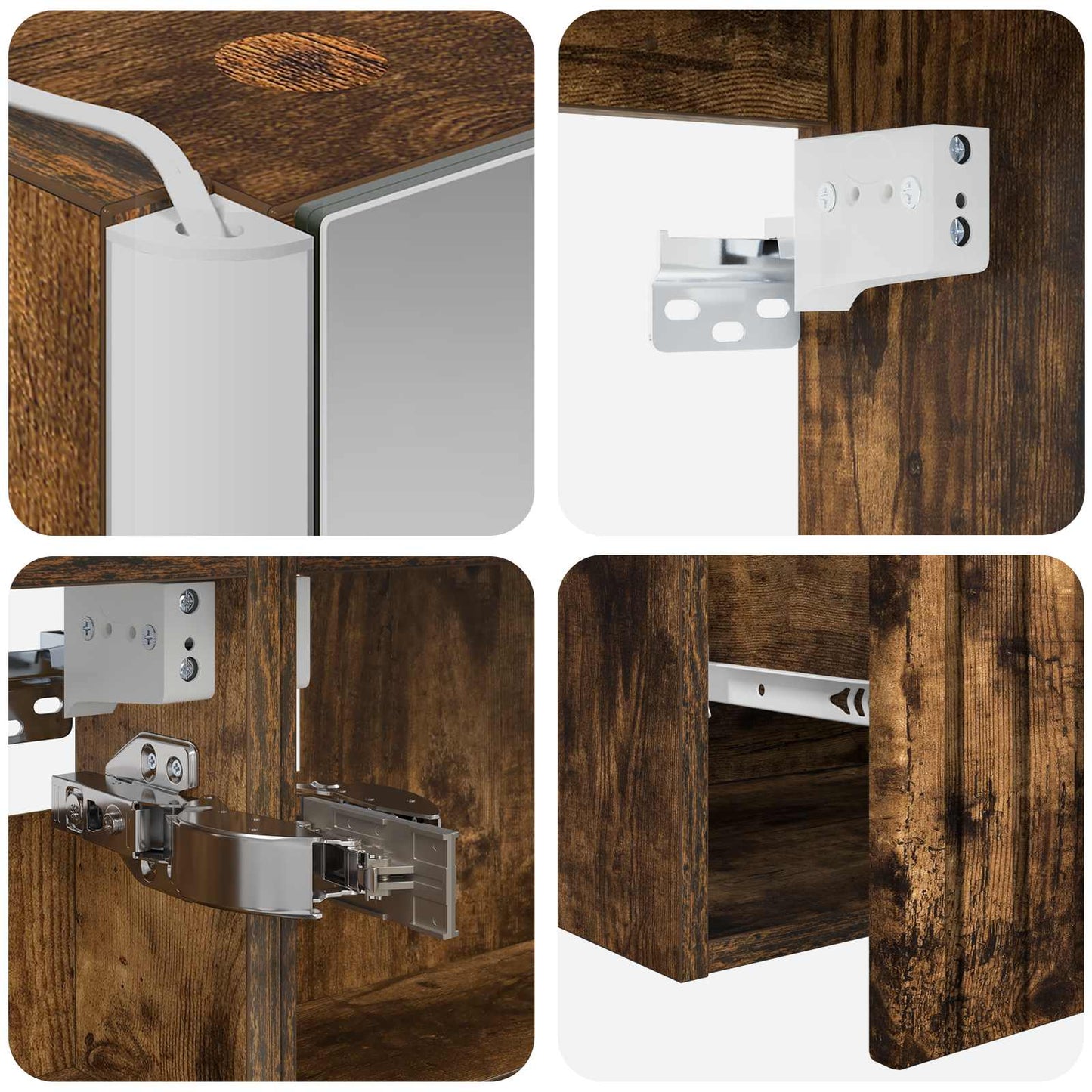 Badkamerkastenset 4 pcs Gerookt eiken 103,5 x 15,5 x 70 cm