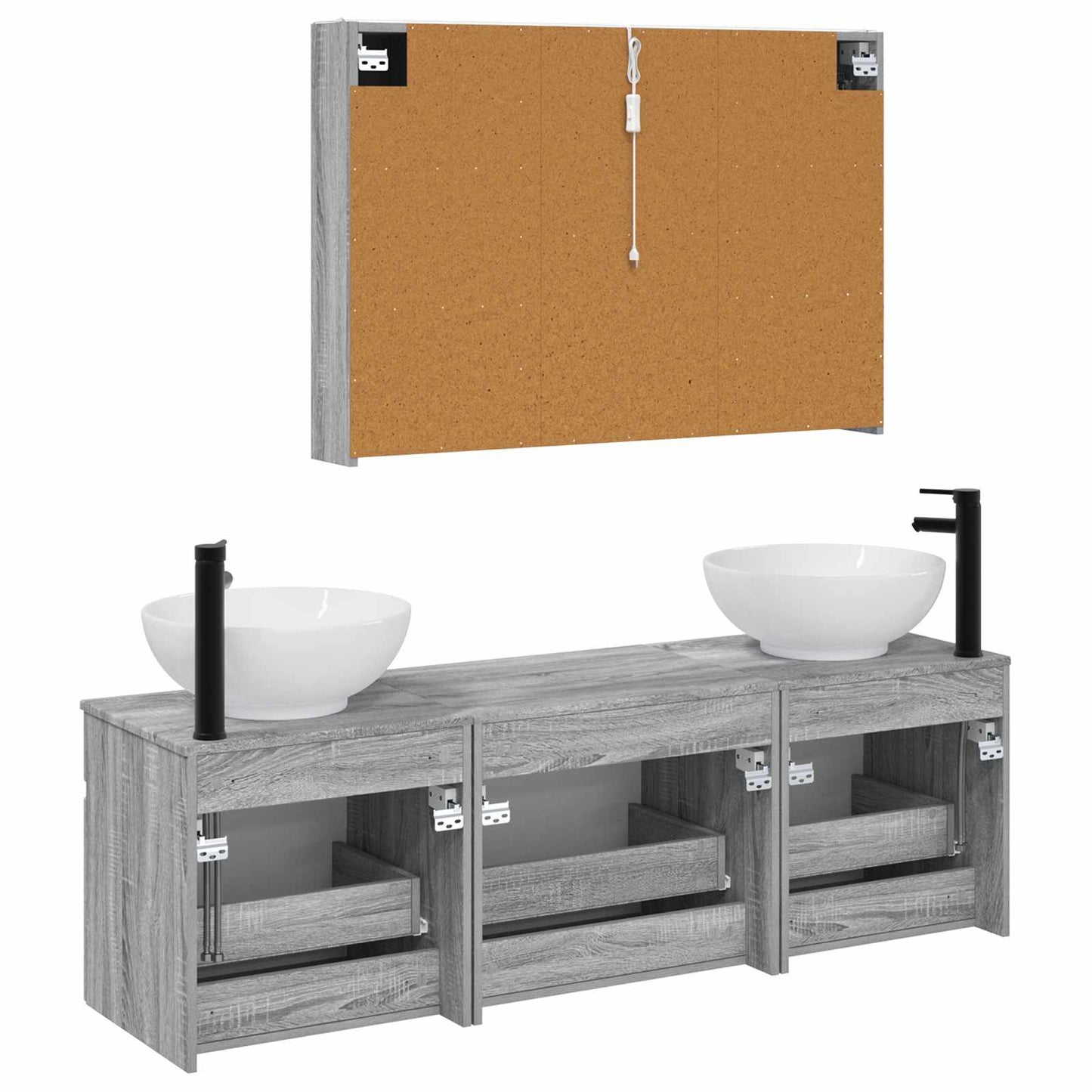 Badkamerkastenset 4 pcs Grijs Sonoma 103,5 x 15,5 x 70 cm