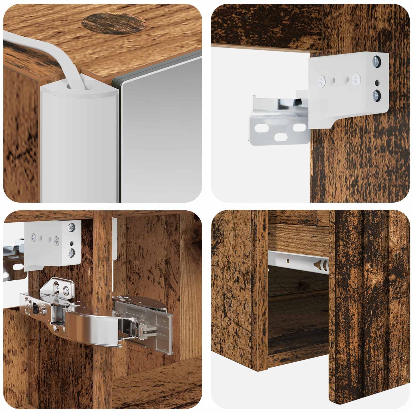 Badkamerkastenset 4 pcs Oud hout 103,5 x 15,5 x 70 cm