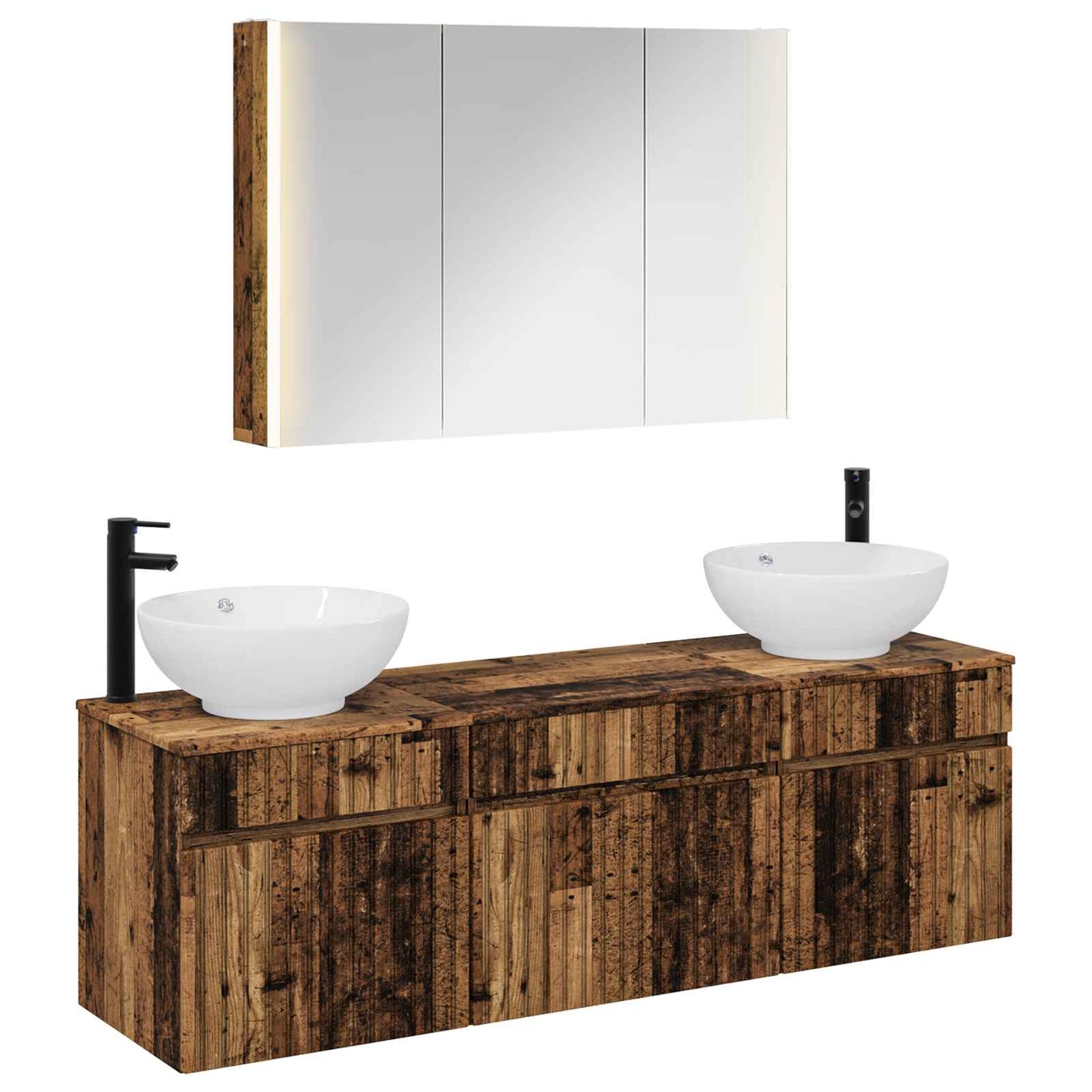 Badkamerkastenset 4 pcs Oud hout 103,5 x 15,5 x 70 cm