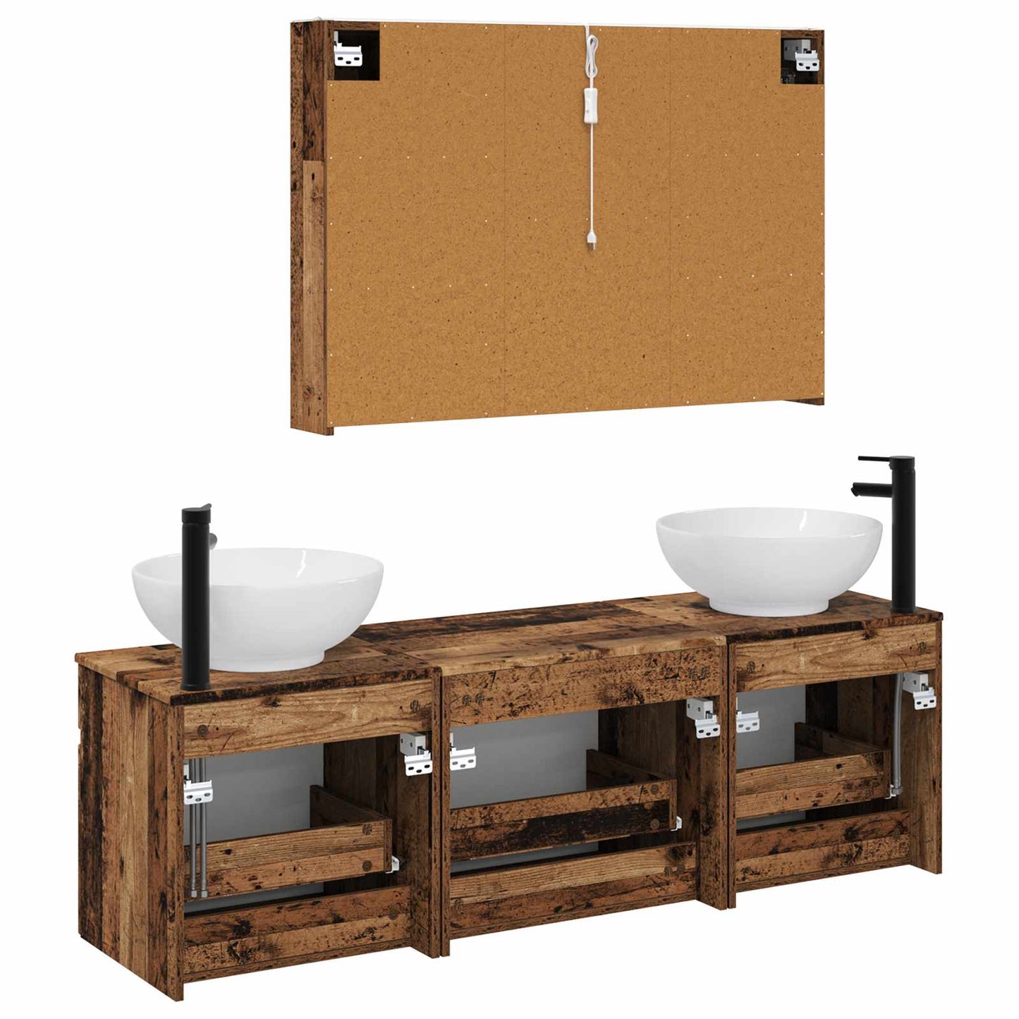 Badkamerkastenset 4 pcs Oud hout 103,5 x 15,5 x 70 cm