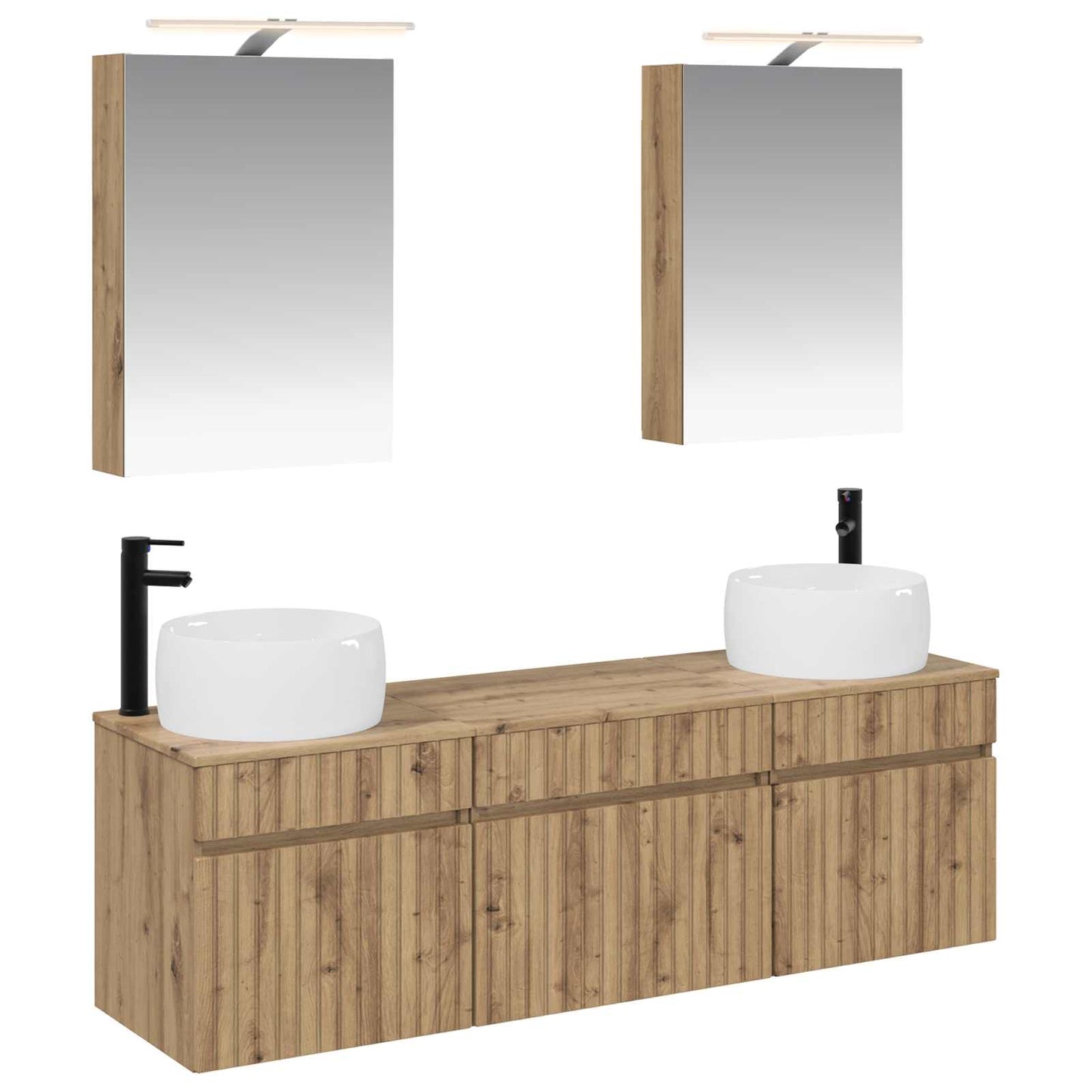 Badkamerkastenset 5 st Artisanaal eiken Bewerkt hout is nu te koop bij PeponiXL, paradijselijk wonen!