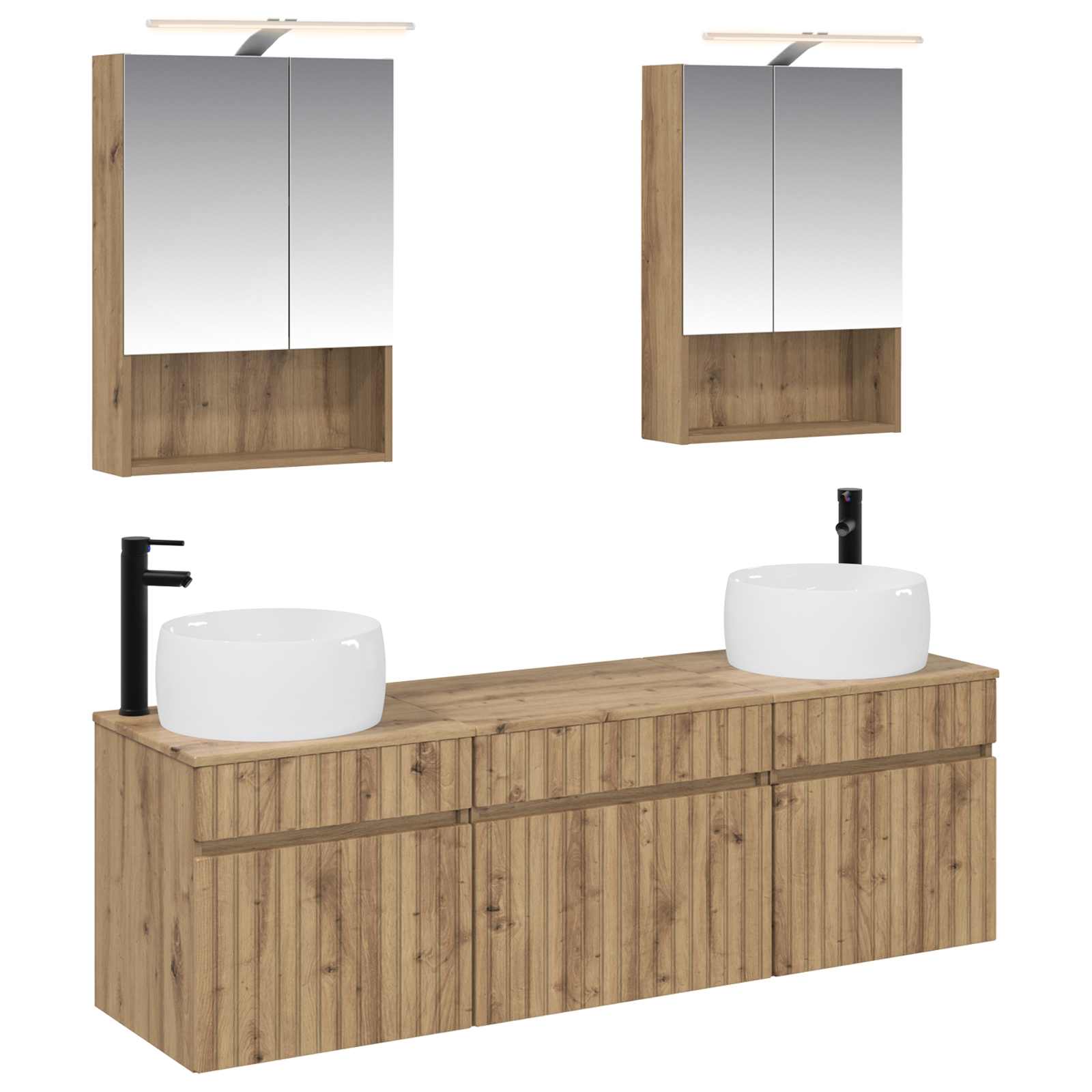 Badkamerkastenset 5 st Artisanaal eiken Bewerkt hout is nu te koop bij PeponiXL, paradijselijk wonen!