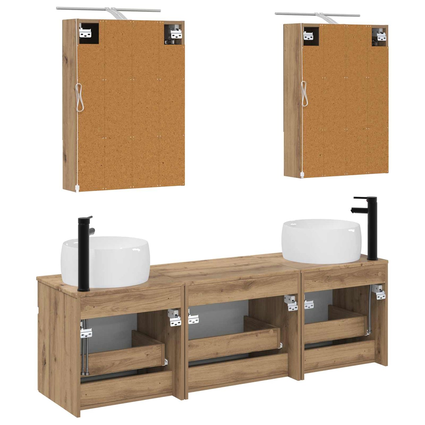 Badkamerkastenset 5 st Artisanaal eiken Bewerkt hout is nu te koop bij PeponiXL, paradijselijk wonen!