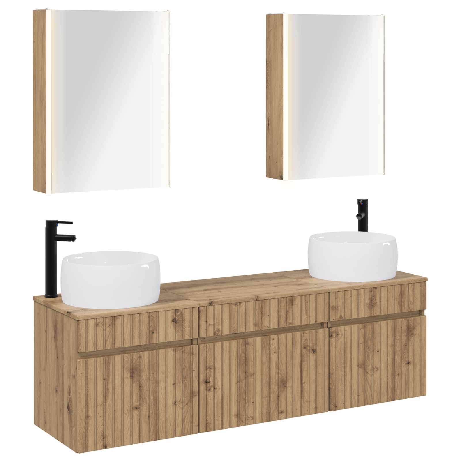 Badkamerkastenset 5 st Artisanaal eiken Bewerkt hout is nu te koop bij PeponiXL, paradijselijk wonen!