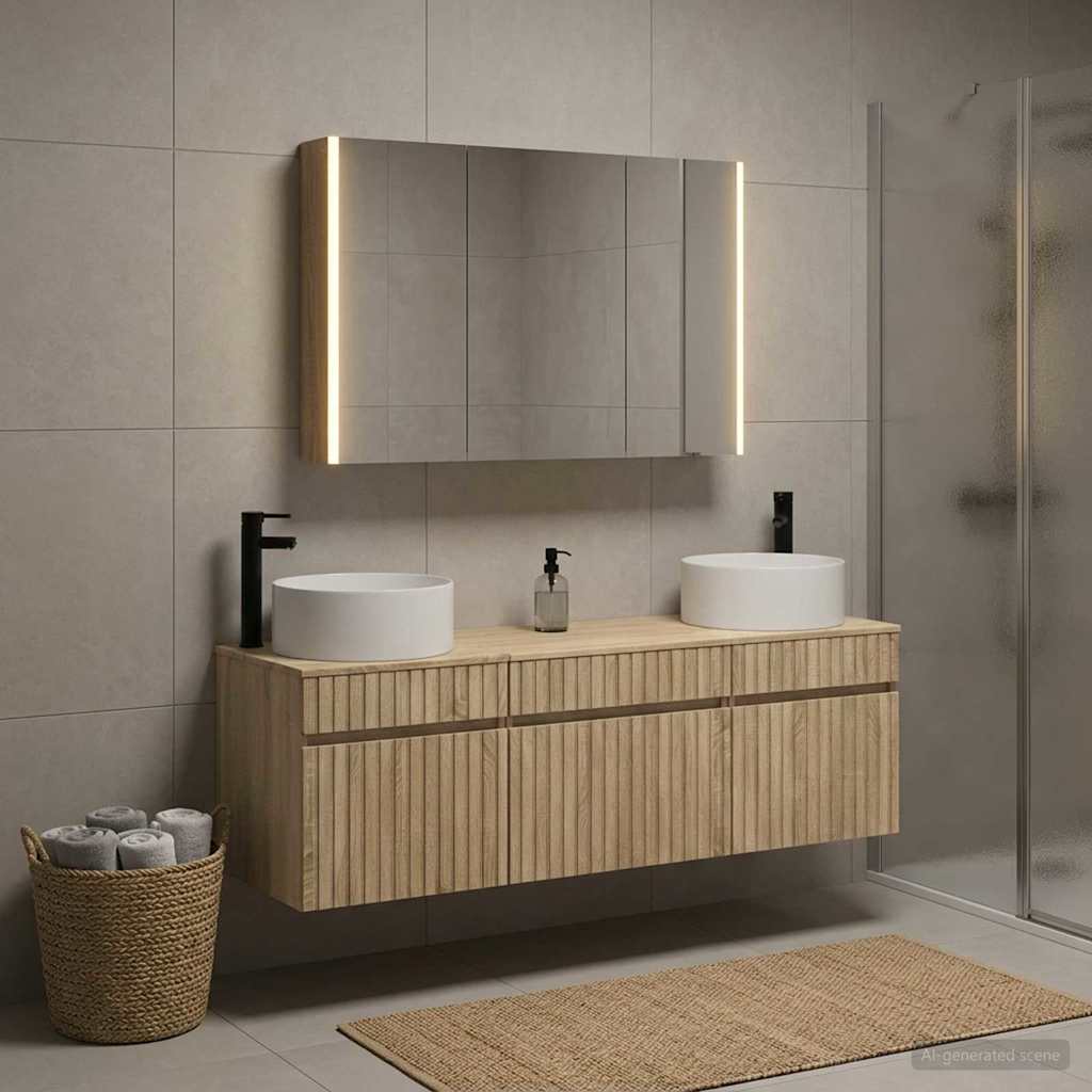 Badkamerkastenset 4 pcs Sonoma Eiken 103,5 x 15,5 x 70 cm