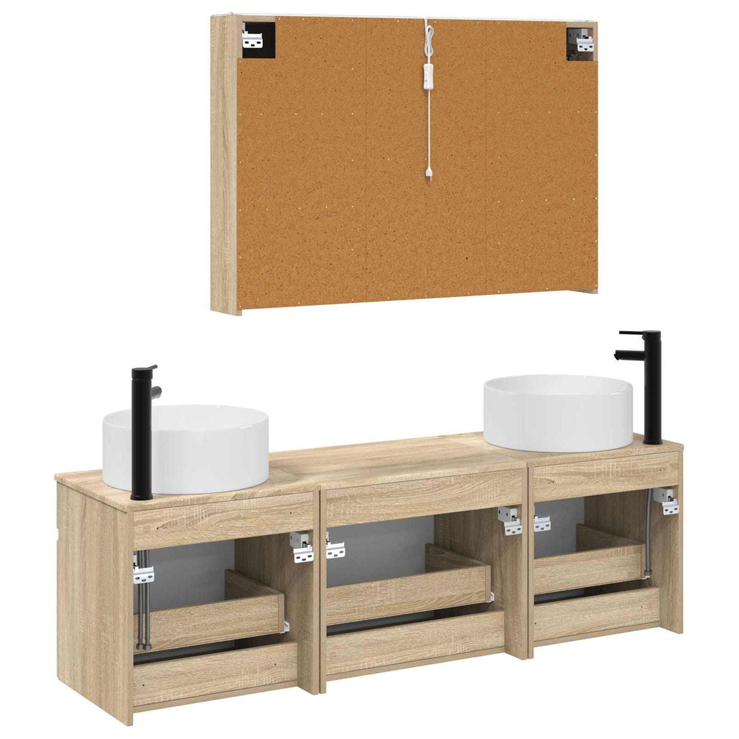 Badkamerkastenset 4 pcs Sonoma Eiken 103,5 x 15,5 x 70 cm