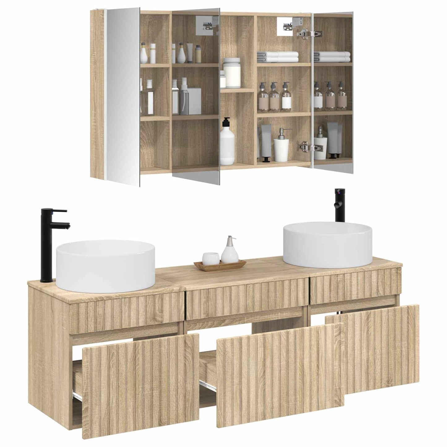 Badkamerkastenset 4 pcs Sonoma Eiken 103,5 x 15,5 x 70 cm