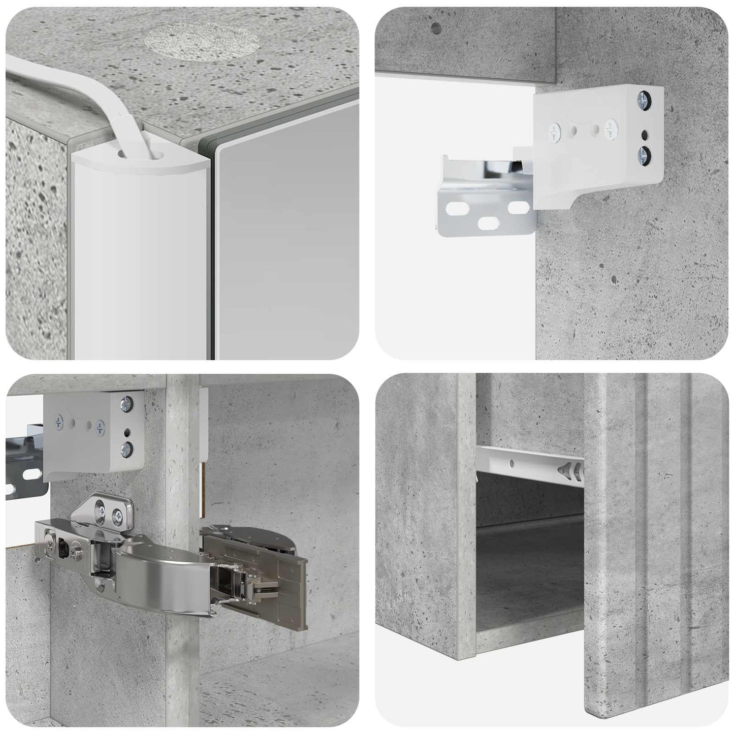 Badkamerkastenset 4 pcs Betongrijs 103,5 x 15,5 x 70 cm