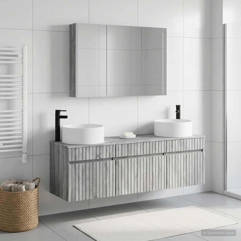 Badkamerkastenset 4 pcs Grijs Sonoma 103,5 x 15,5 x 70 cm
