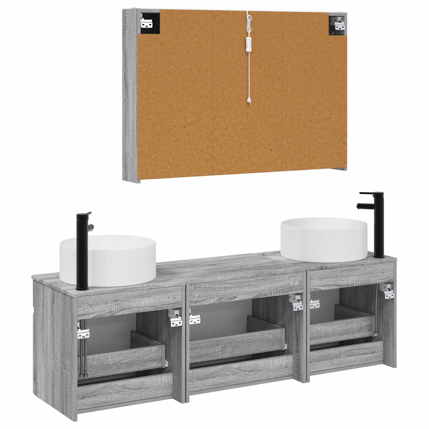 Badkamerkastenset 4 pcs Grijs Sonoma 103,5 x 15,5 x 70 cm
