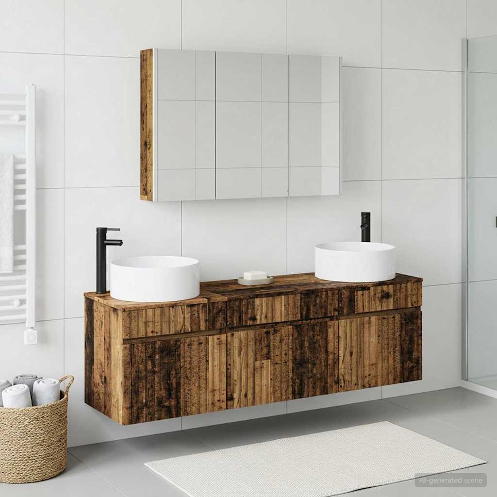 Badkamerkastenset 4 pcs Oud hout 103,5 x 15,5 x 70 cm