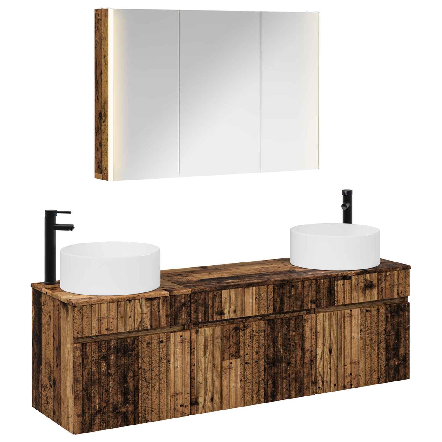Badkamerkastenset 4 pcs Oud hout 103,5 x 15,5 x 70 cm