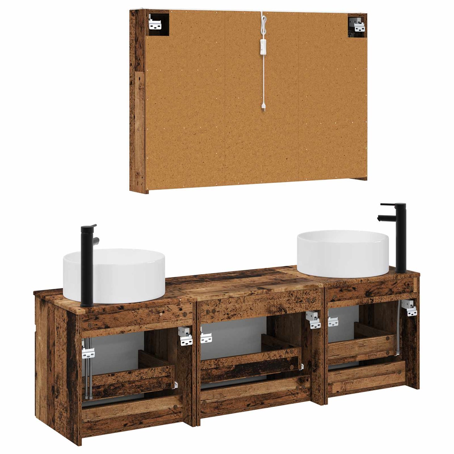 Badkamerkastenset 4 pcs Oud hout 103,5 x 15,5 x 70 cm
