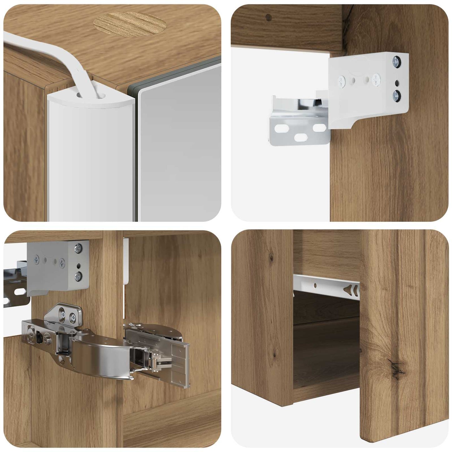 Badkamerkastenset 4 pcs Artisanaal eiken Bewerkt hout