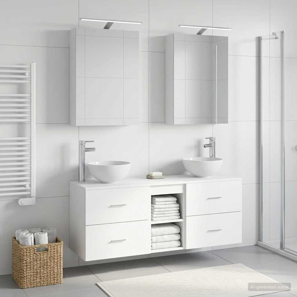 Badkamerkastenset 5 pcs Wit 50 x 14,5 x 70 cm Bewerkt hout