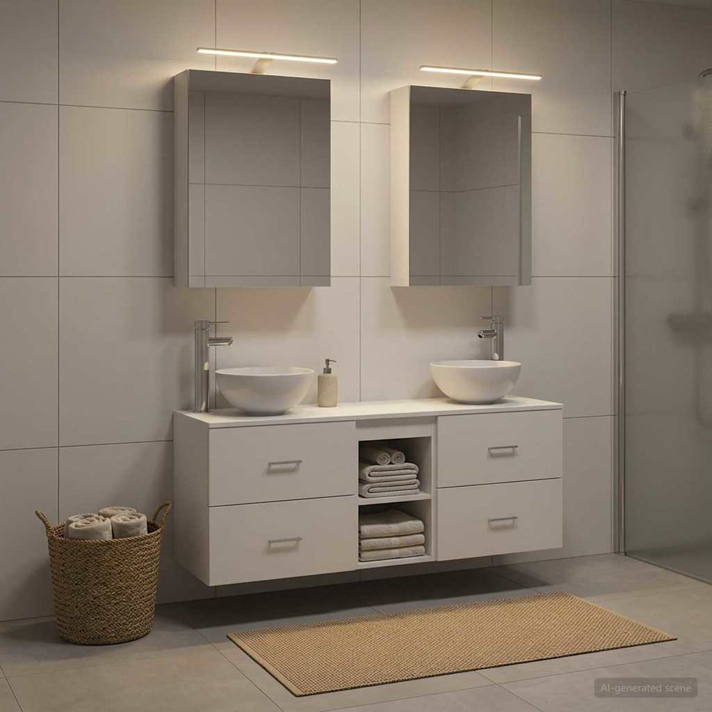 Badkamerkastenset 5 pcs Wit 50 x 14,5 x 70 cm Bewerkt hout