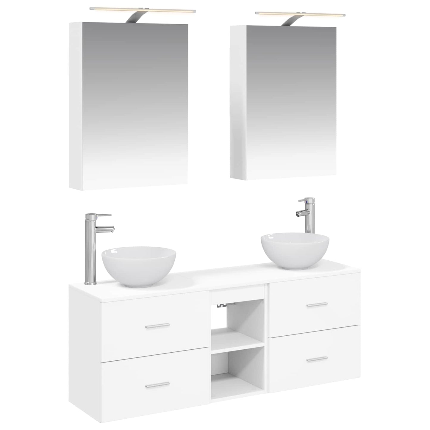 Badkamerkastenset 5 pcs Wit 50 x 14,5 x 70 cm Bewerkt hout