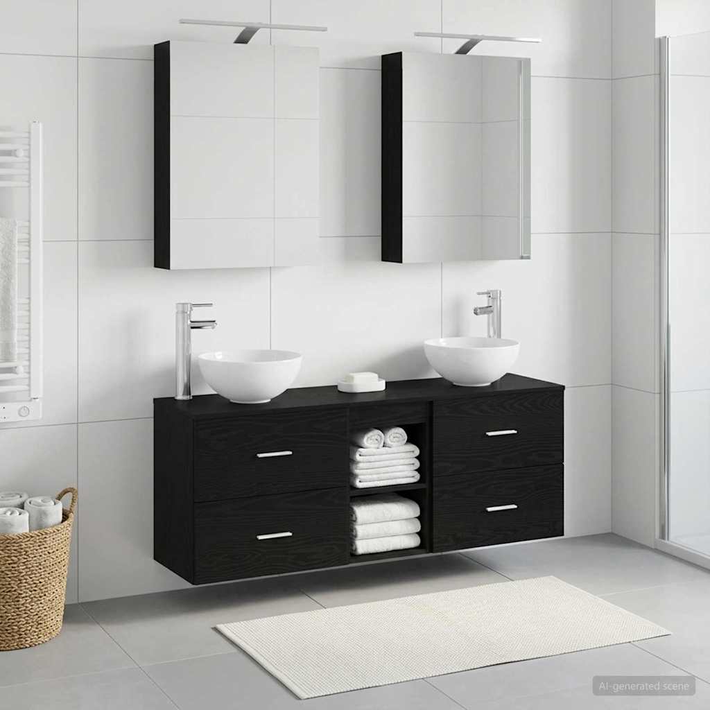 Badkamerkastenset 5 pcs Zwart eiken 50 x 14,5 x 70 cm