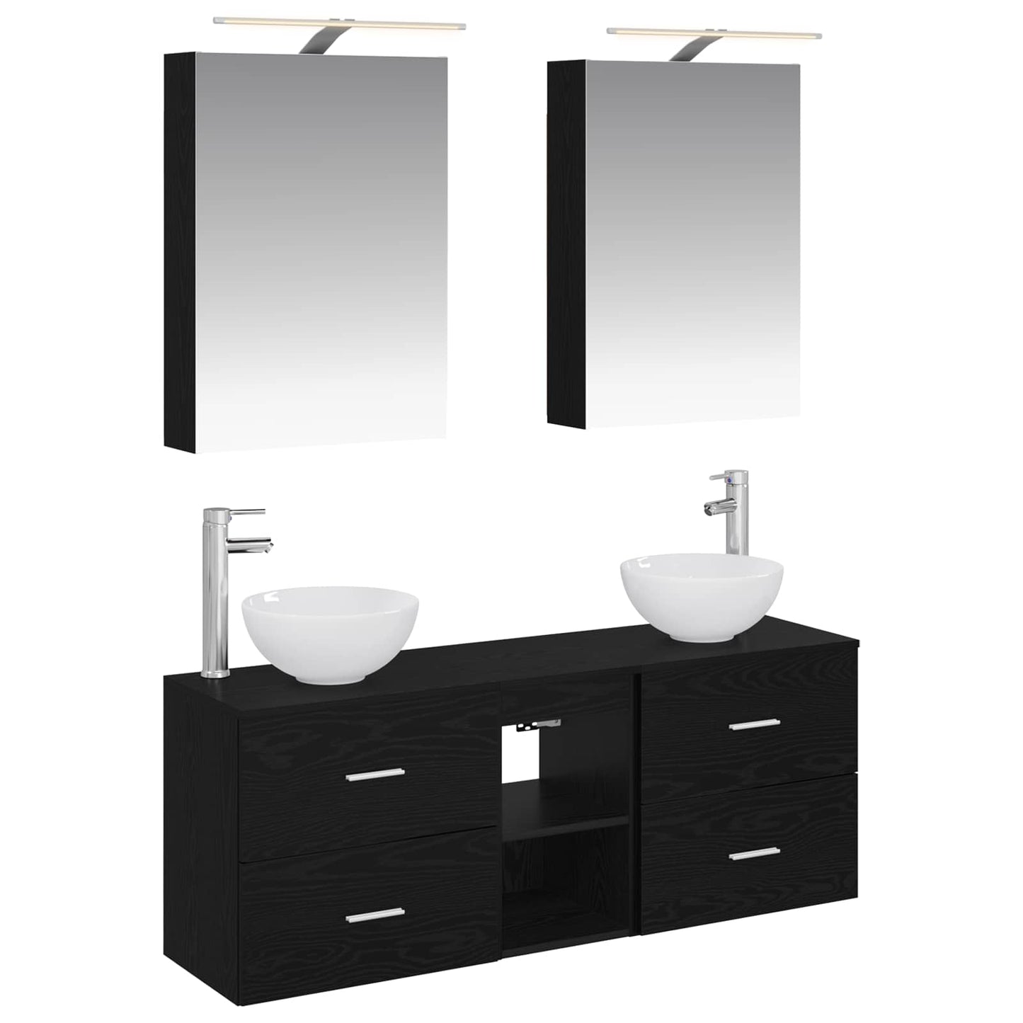 Badkamerkastenset 5 pcs Zwart eiken 50 x 14,5 x 70 cm