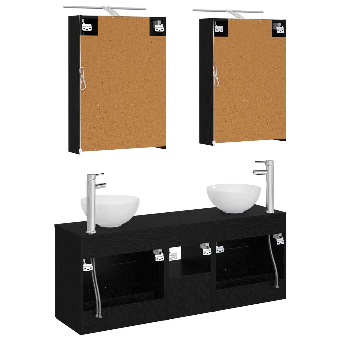 Badkamerkastenset 5 pcs Zwart eiken 50 x 14,5 x 70 cm