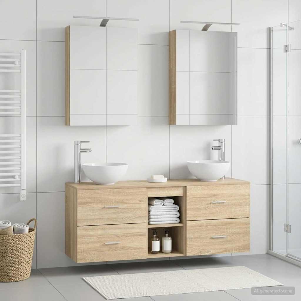 Badkamerkastenset 5 pcs Sonoma Eiken 50 x 14,5 x 70 cm