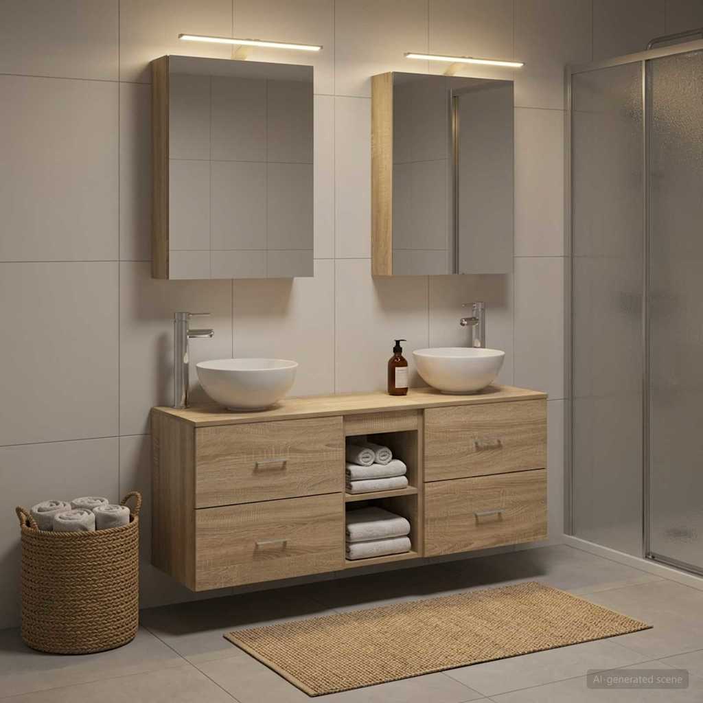 Badkamerkastenset 5 pcs Sonoma Eiken 50 x 14,5 x 70 cm