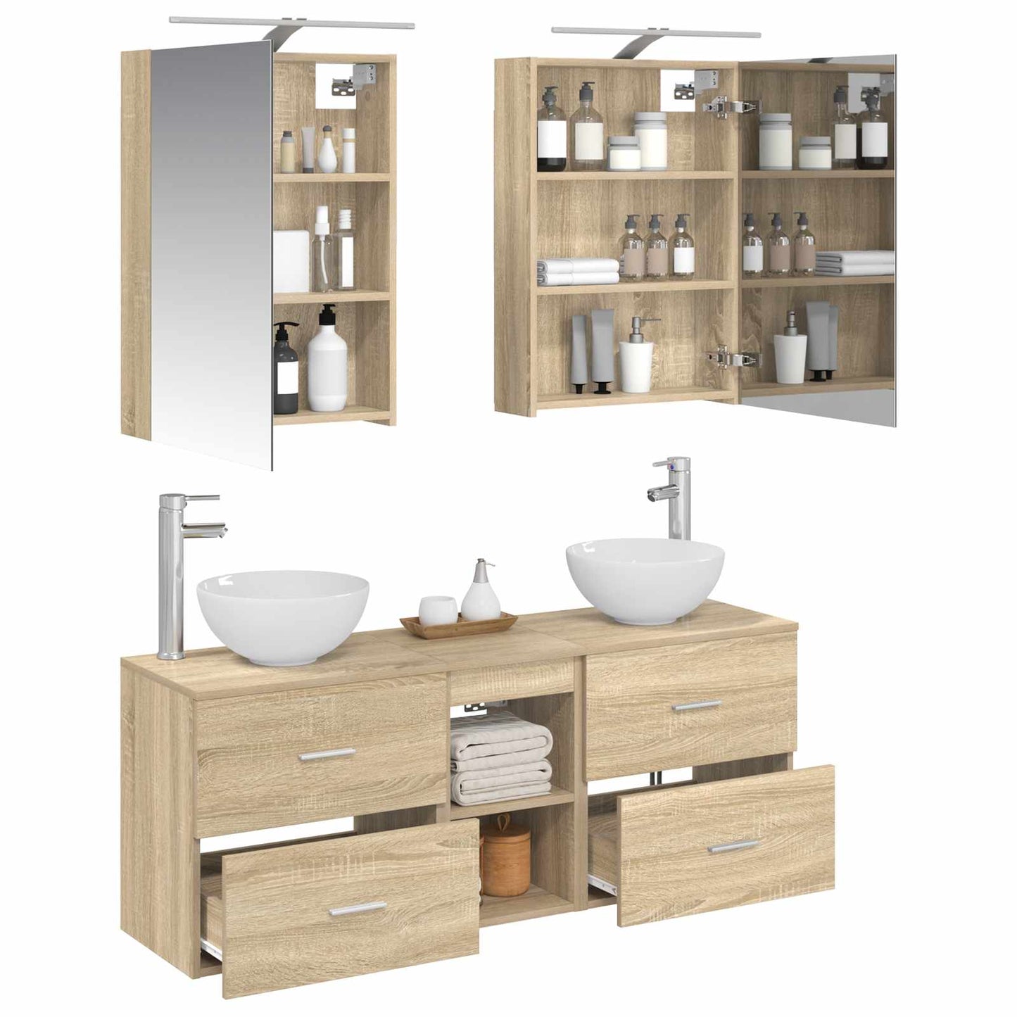Badkamerkastenset 5 pcs Sonoma Eiken 50 x 14,5 x 70 cm