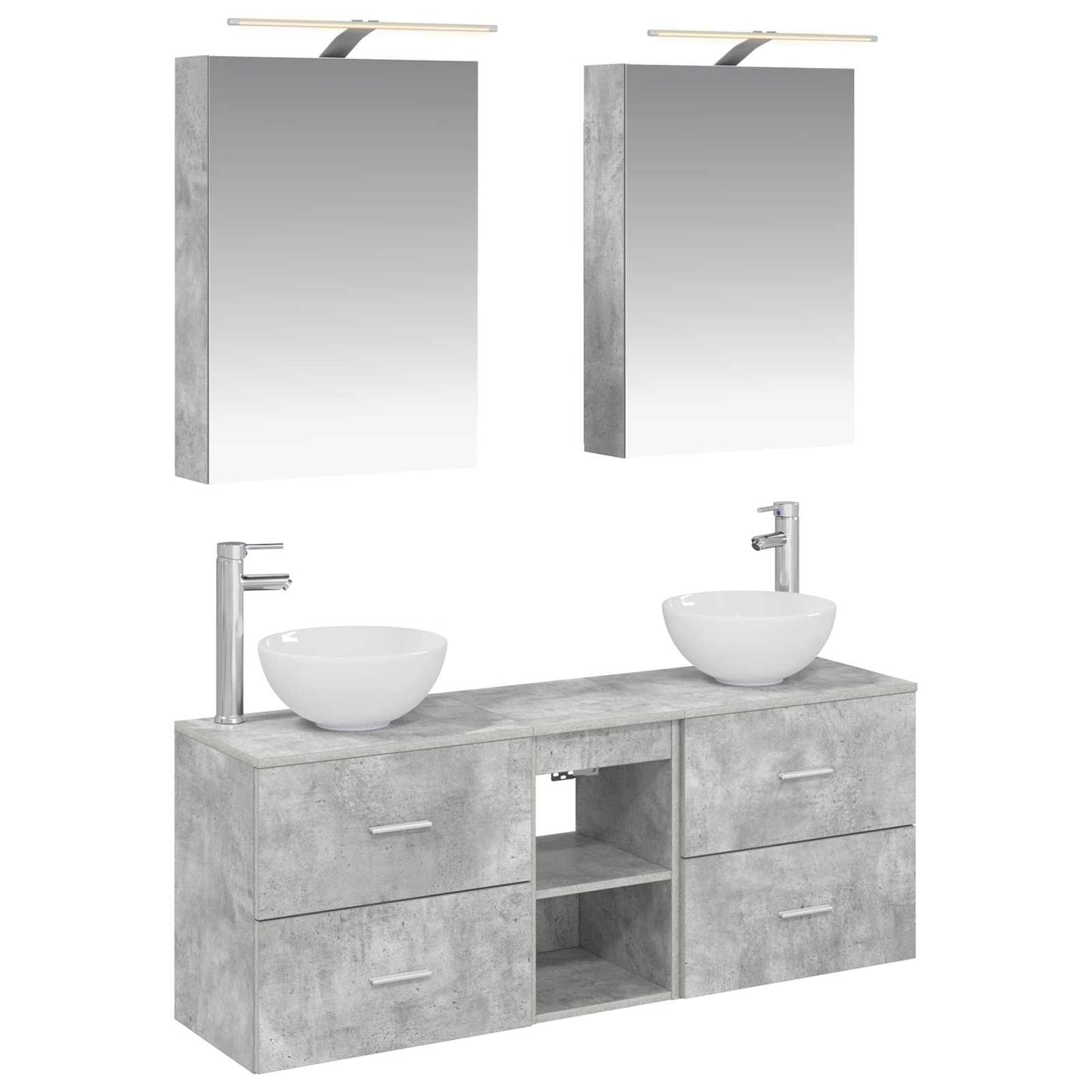 Badkamerkastenset 5 pcs Betongrijs 50 x 14,5 x 70 cm