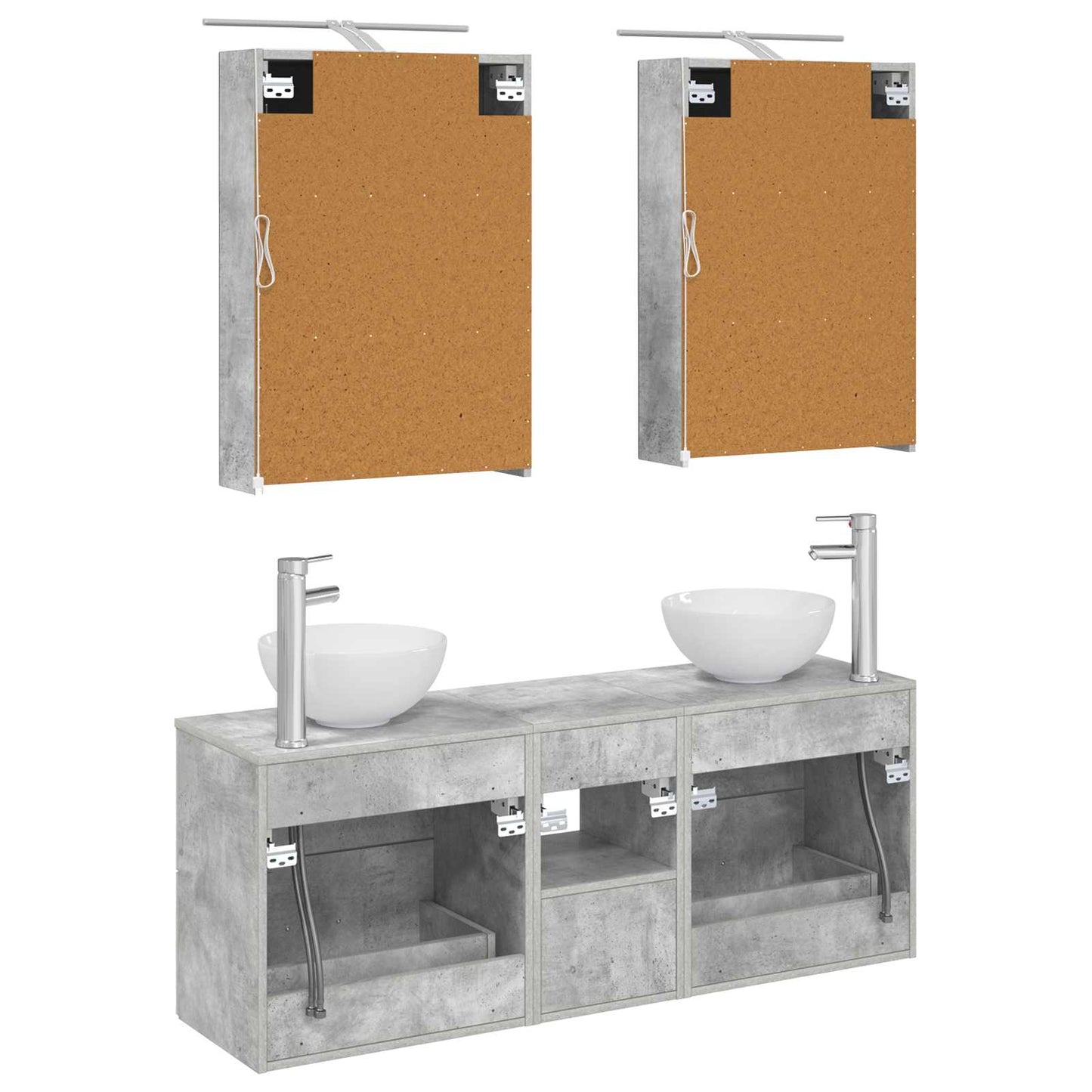 Badkamerkastenset 5 pcs Betongrijs 50 x 14,5 x 70 cm