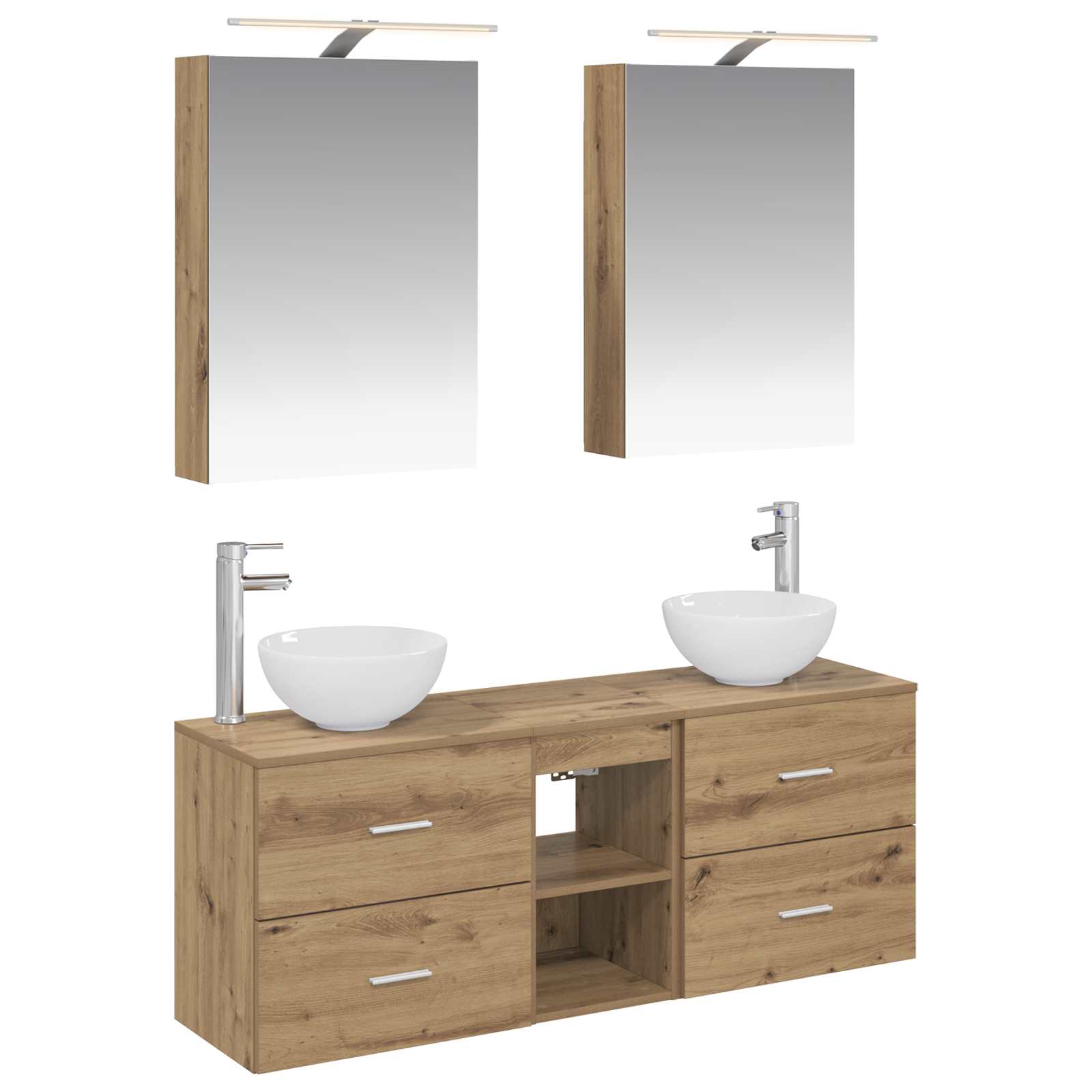 Badkamerkastenset 5 st Artisanaal eiken Bewerkt hout is nu te koop bij PeponiXL, paradijselijk wonen!