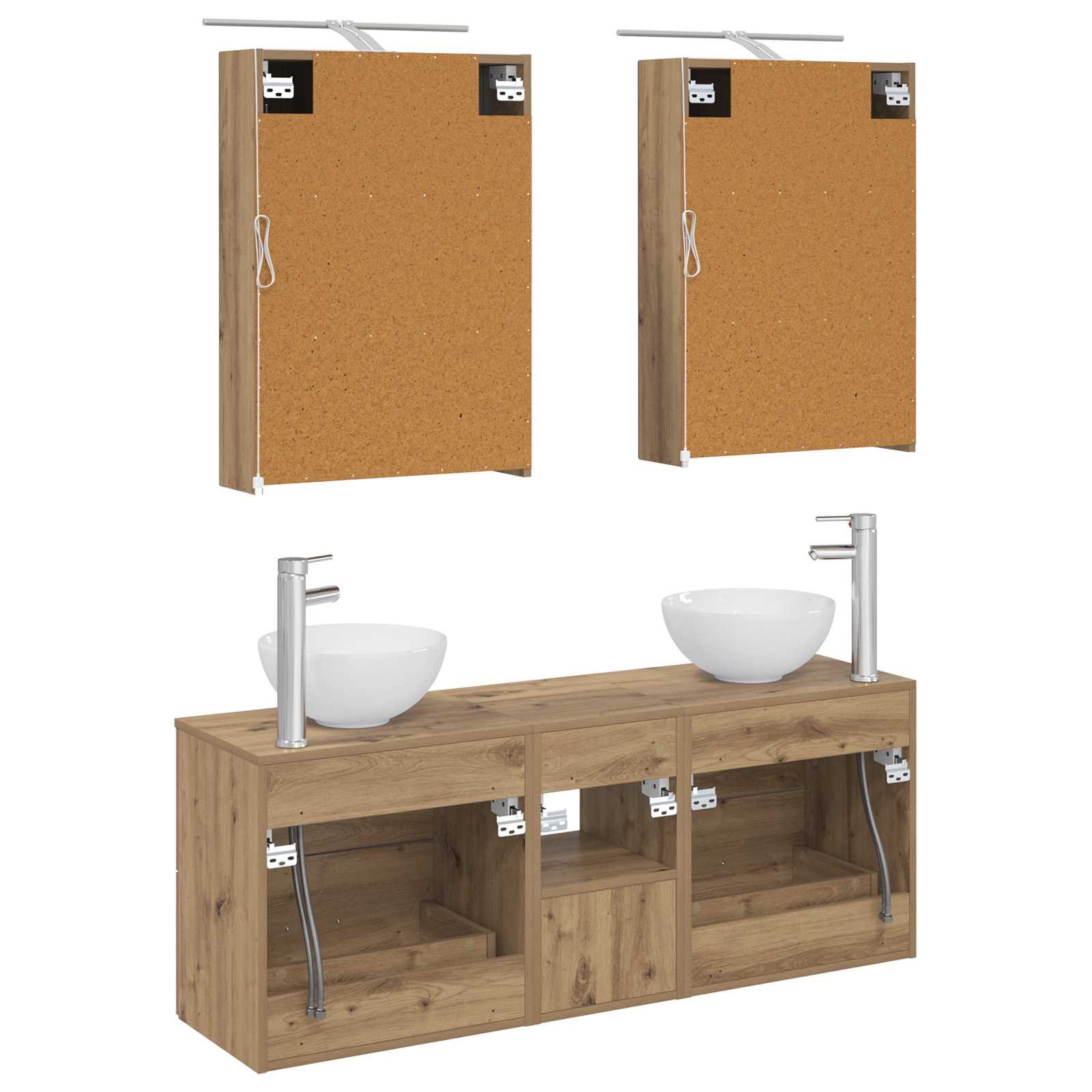 Badkamerkastenset 5 st Artisanaal eiken Bewerkt hout is nu te koop bij PeponiXL, paradijselijk wonen!