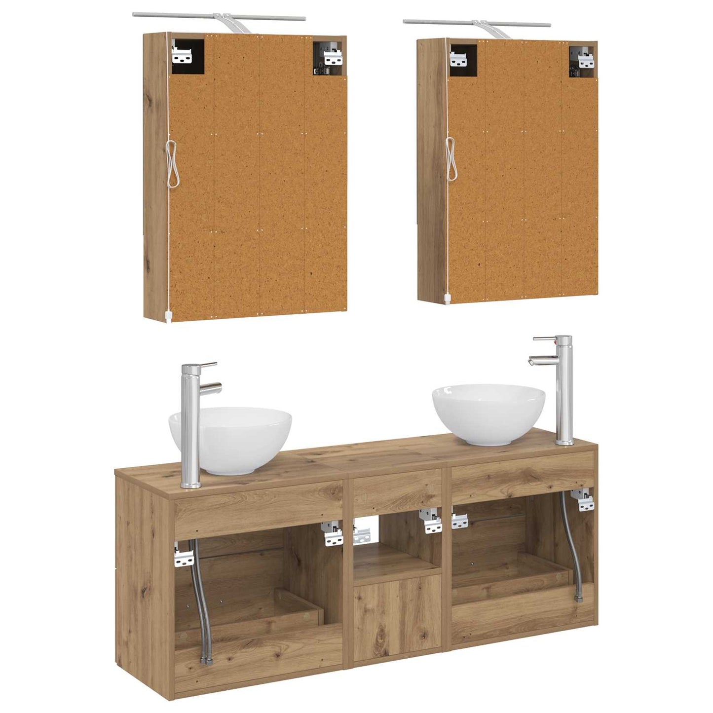 Badkamerkastenset 5 st Artisanaal eiken Bewerkt hout is nu te koop bij PeponiXL, paradijselijk wonen!
