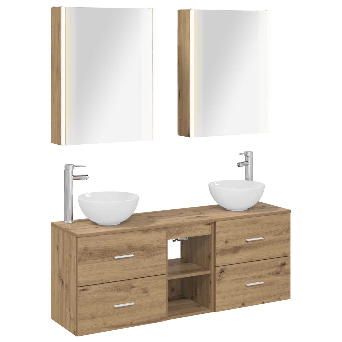 Badkamerkastenset 5 st Artisanaal eiken Bewerkt hout is nu te koop bij PeponiXL, paradijselijk wonen!
