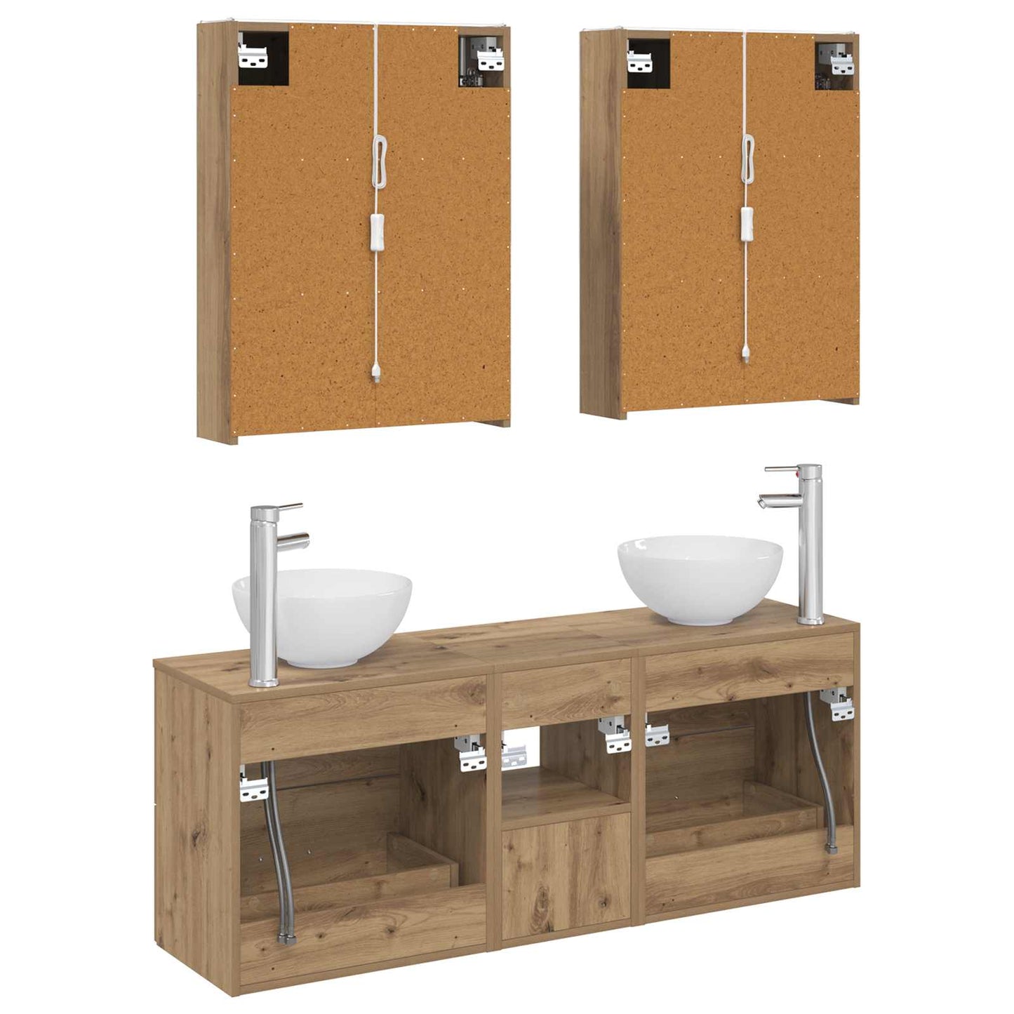 Badkamerkastenset 5 st Artisanaal eiken Bewerkt hout is nu te koop bij PeponiXL, paradijselijk wonen!