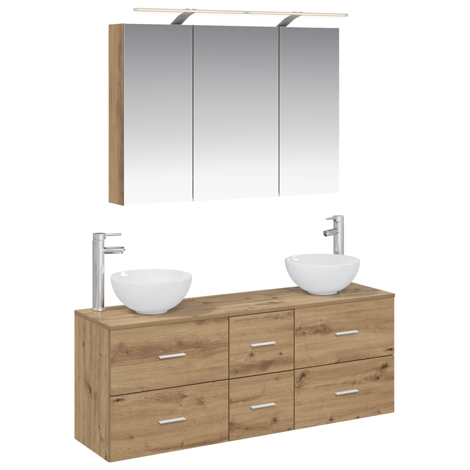 Badkamermeubelset 4 st Artisanaal eiken Bewerkt hout en glas is nu te koop bij PeponiXL, paradijselijk wonen!