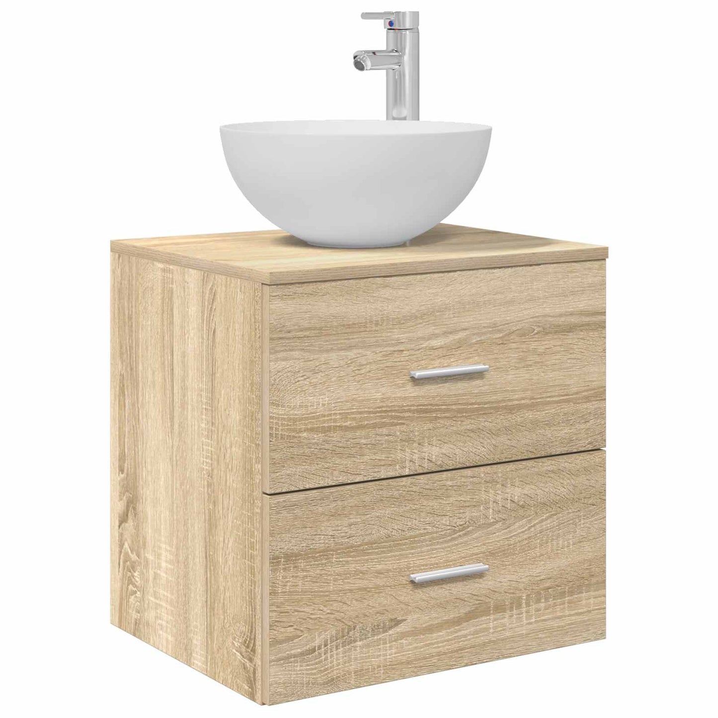 Badkamermeubelset 4 pcs Sonoma Eiken Bewerkt hout en glas