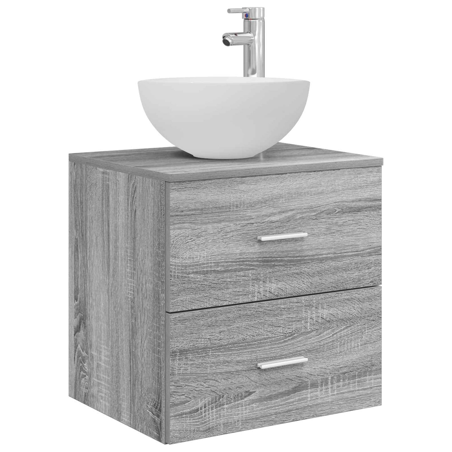 Badkamermeubelset 4 pcs Grijs Sonoma Bewerkt hout en glas