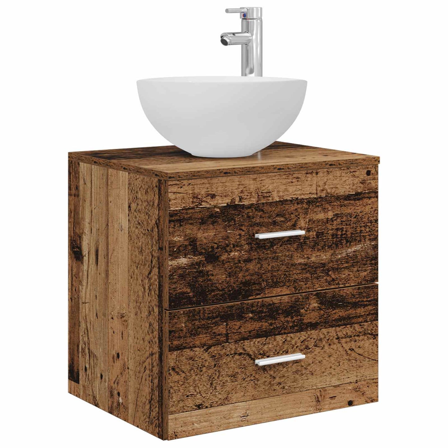 Badkamermeubelset 4 pcs Oud hout Bewerkt hout en glas