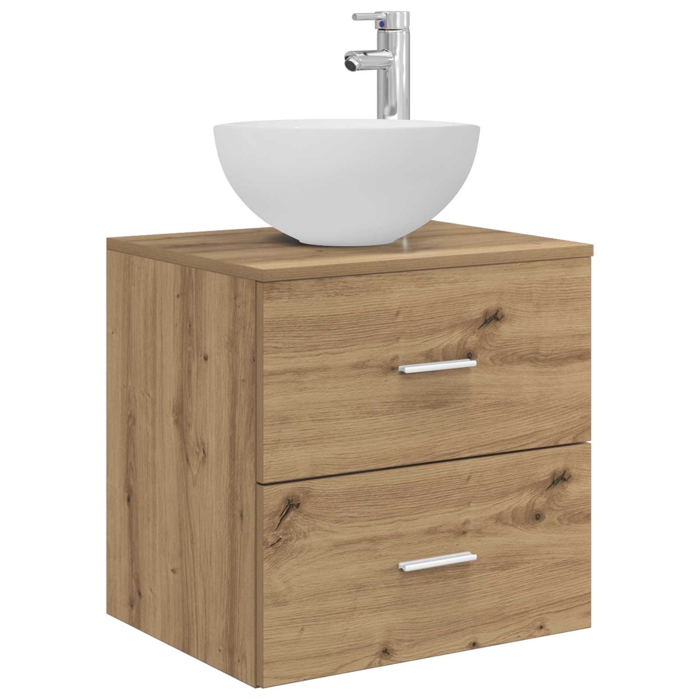 Badkamermeubelset 4 pcs Artisanaal eiken Bewerkt hout en glas