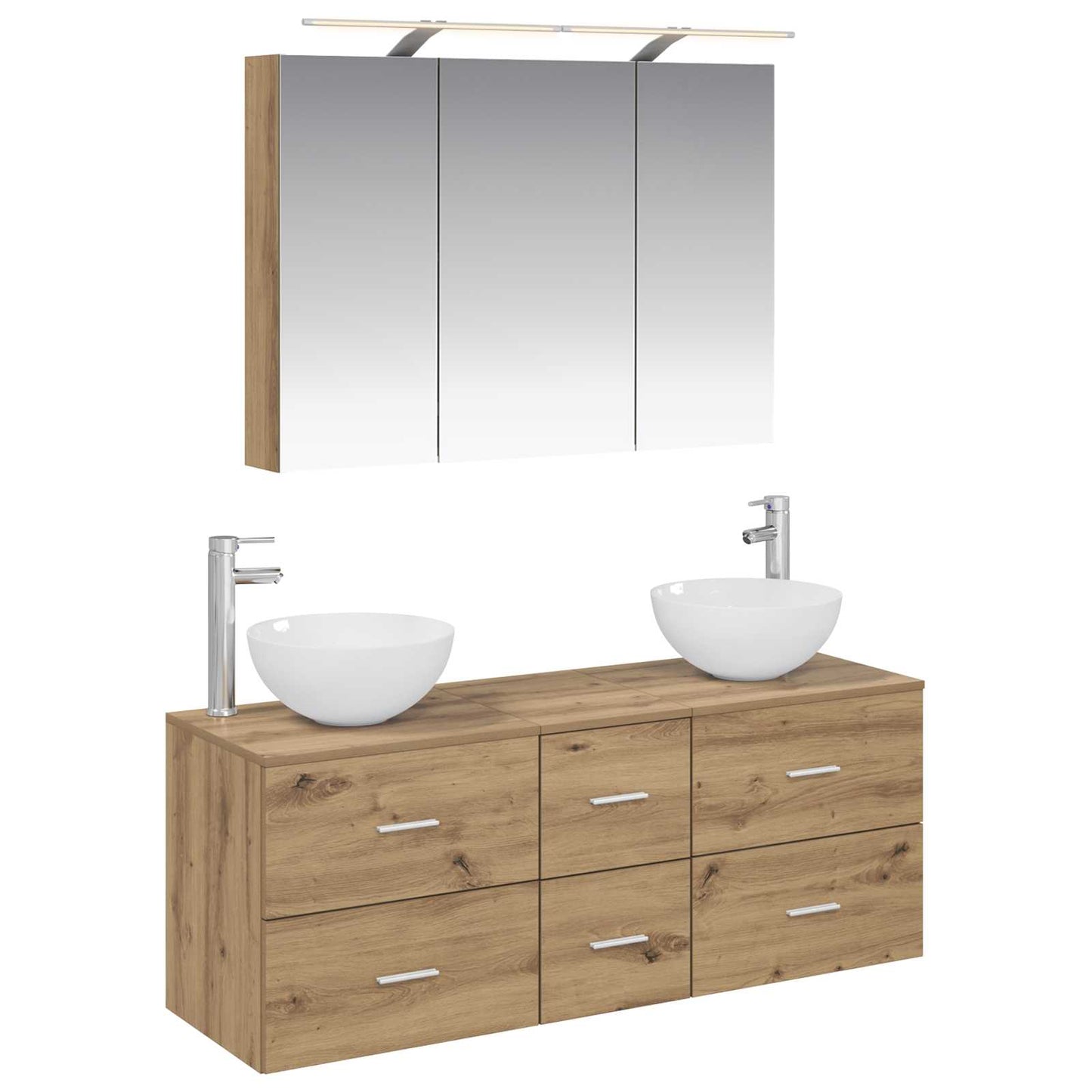 Badkamermeubelset 4 st Artisanaal eiken Bewerkt hout en glas is nu te koop bij PeponiXL, paradijselijk wonen!