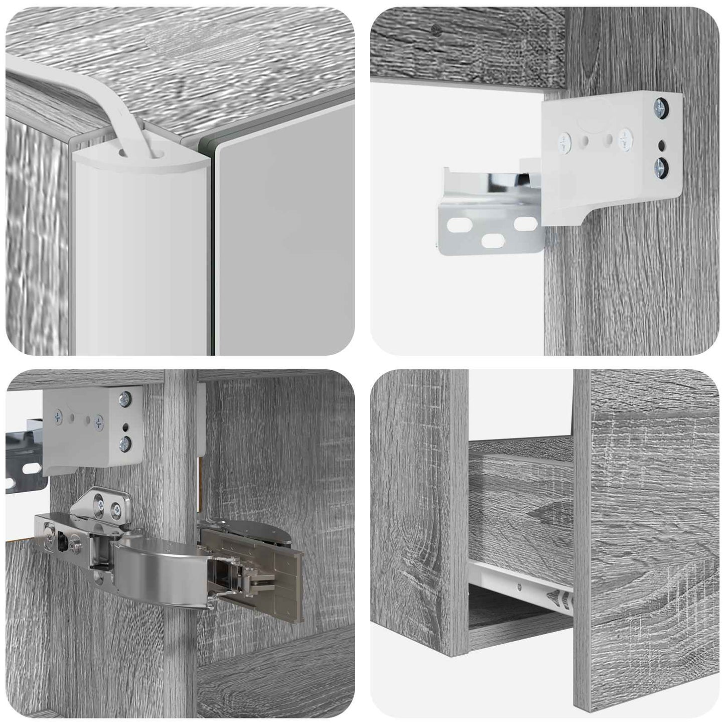 Badkamermeubelset 4 pcs Grijs Sonoma Bewerkt hout en glas