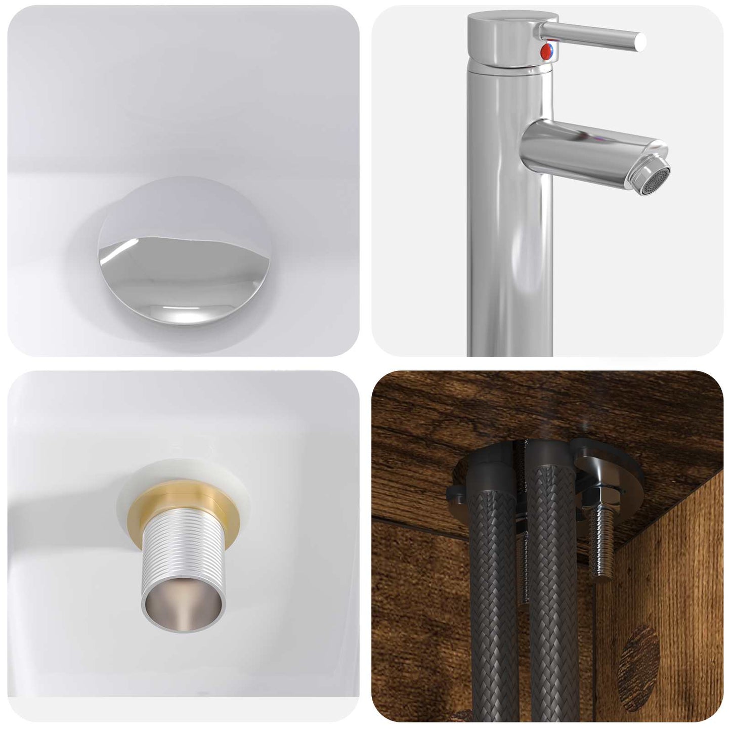 Badkamermeubelset 5 pcs Gerookt eiken Bewerkt hout en glas