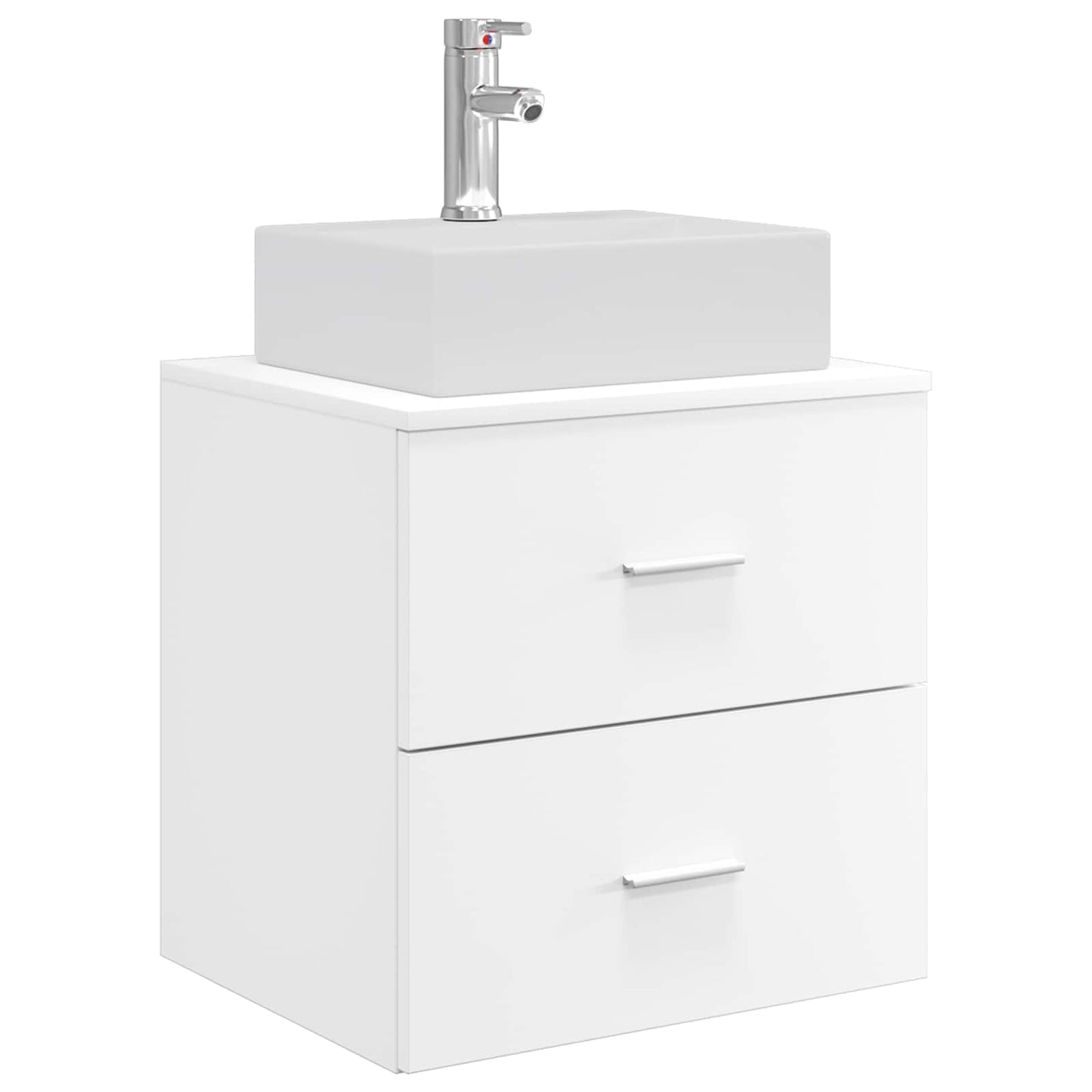 Badkamermeubelset 5 pcs Wit Bewerkt hout en glas is nu te koop bij PeponiXL, paradijselijk wonen!