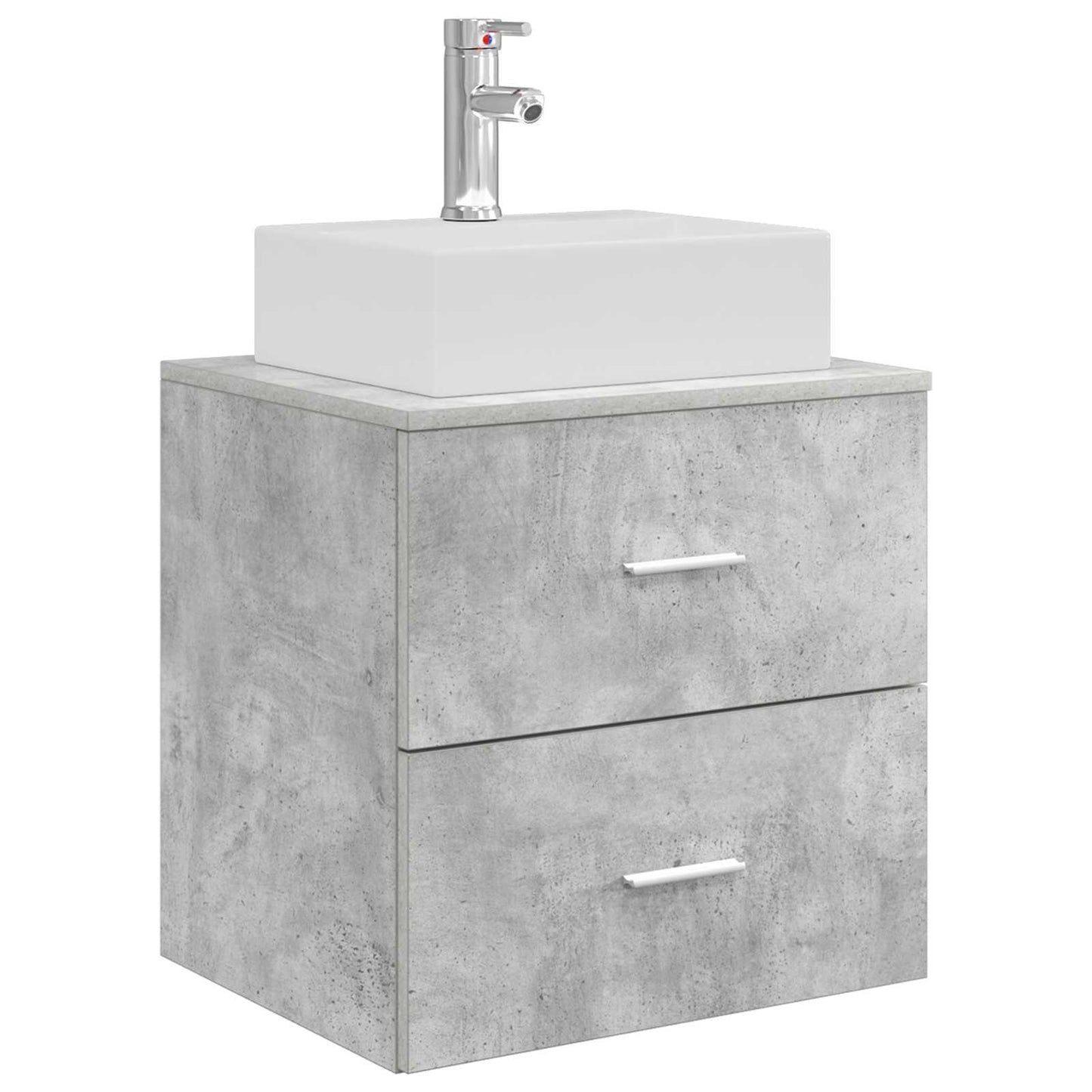 Badkamermeubelset 5 pcs Betongrijs Bewerkt hout en glas is nu te koop bij PeponiXL, paradijselijk wonen!