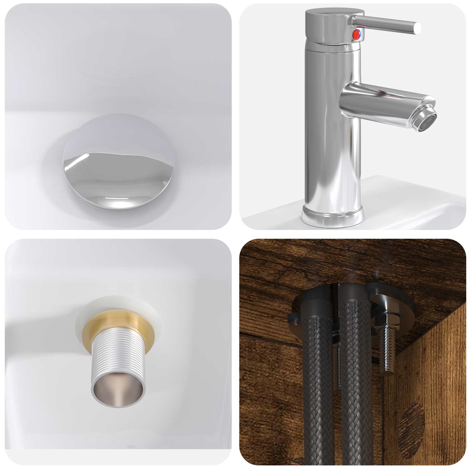 Badkamermeubelset 5 pcs Gerookt eiken Bewerkt hout en glas is nu te koop bij PeponiXL, paradijselijk wonen!