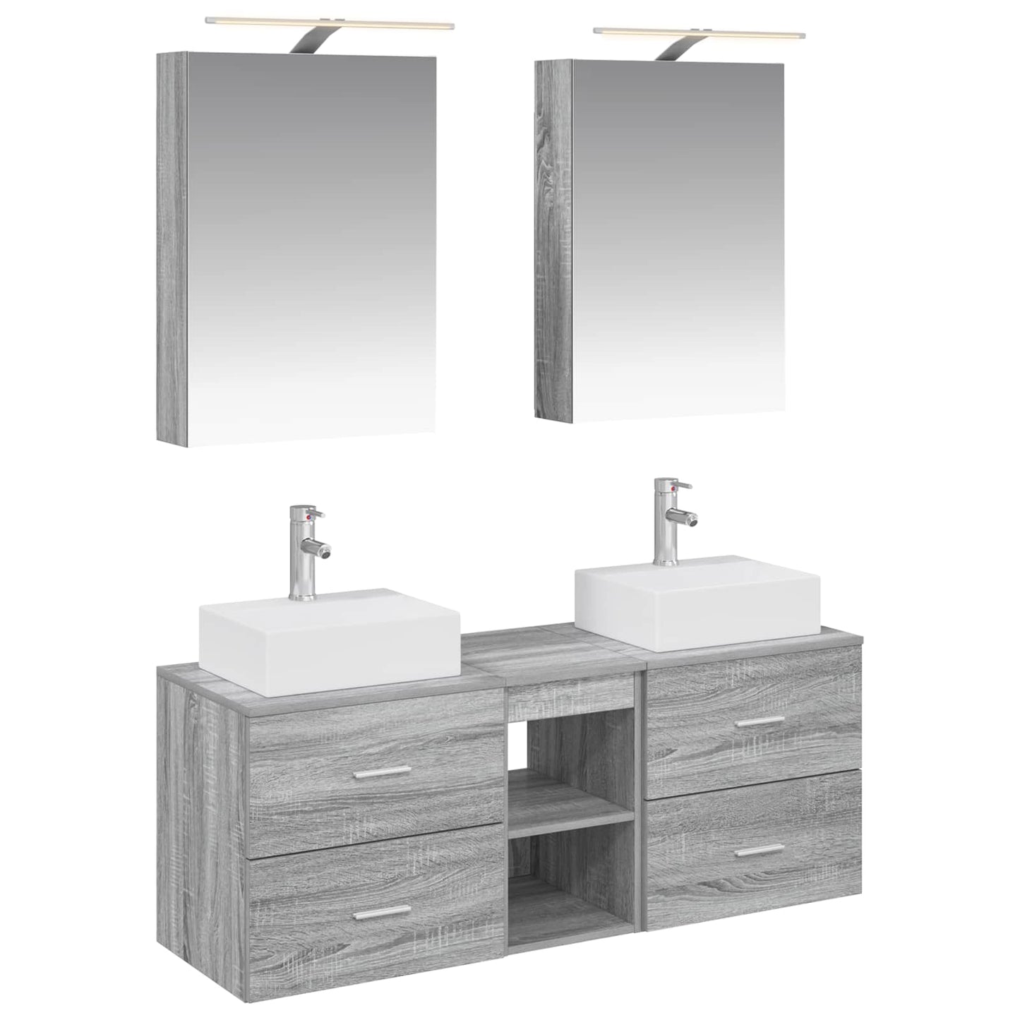 Badkamermeubelset 5 pcs Grijs Sonoma Bewerkt hout en glas is nu te koop bij PeponiXL, paradijselijk wonen!
