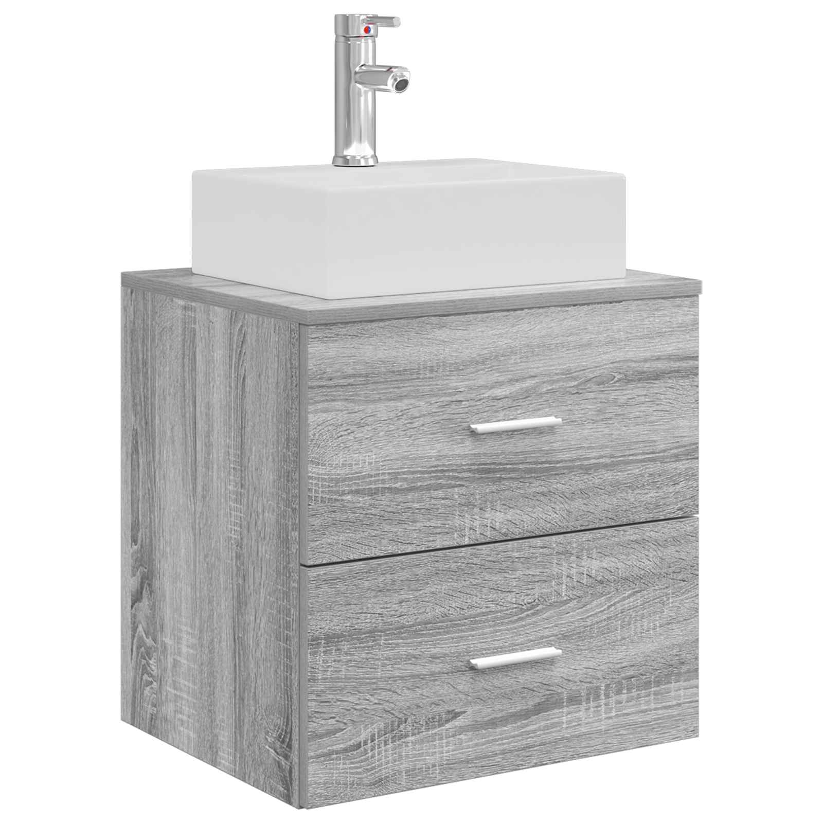 Badkamermeubelset 5 pcs Grijs Sonoma Bewerkt hout en glas is nu te koop bij PeponiXL, paradijselijk wonen!