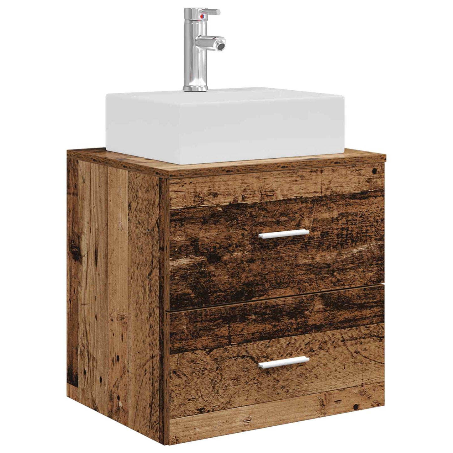 Badkamermeubelset 5 pcs Oud hout Bewerkt hout en glas is nu te koop bij PeponiXL, paradijselijk wonen!