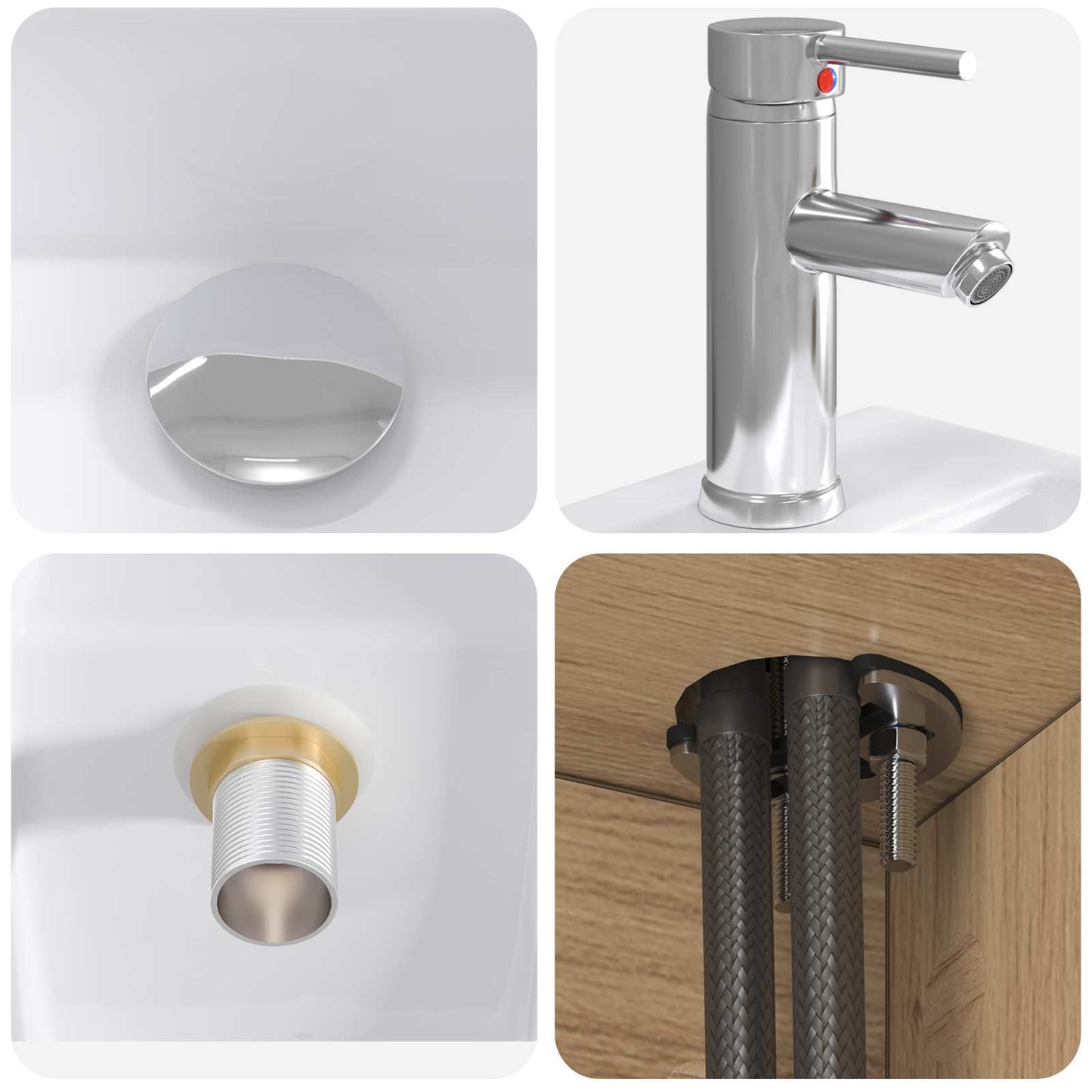 Badkamermeubelset 5 pcs Artisanaal eiken Bewerkt hout en glas is nu te koop bij PeponiXL, paradijselijk wonen!